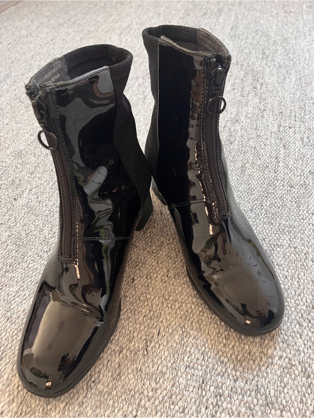 Camper Katie ankle boots black patent leather zip 37 US 7